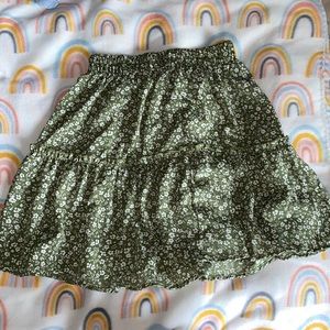 green floral skirt